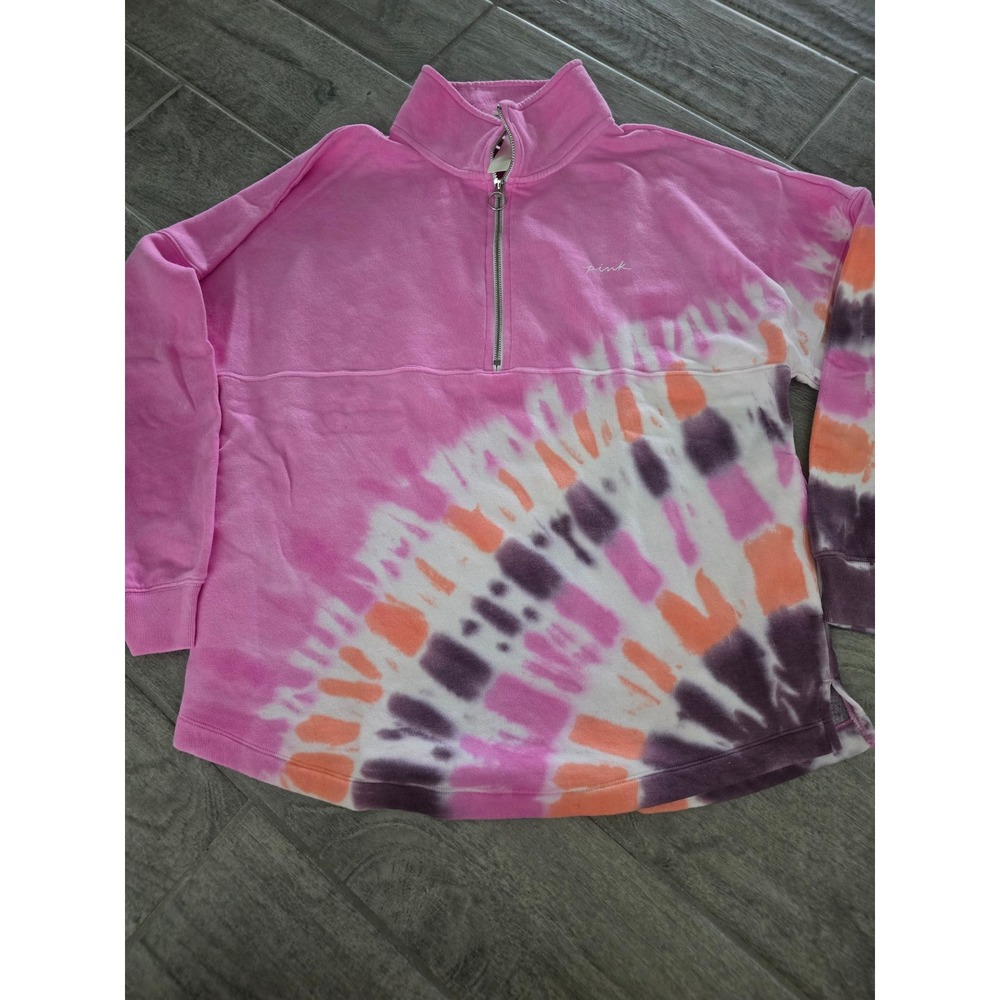 PINK Victoria's Secret Varsity Tie Dye Quarter Zip Pullover XS S M Oversized